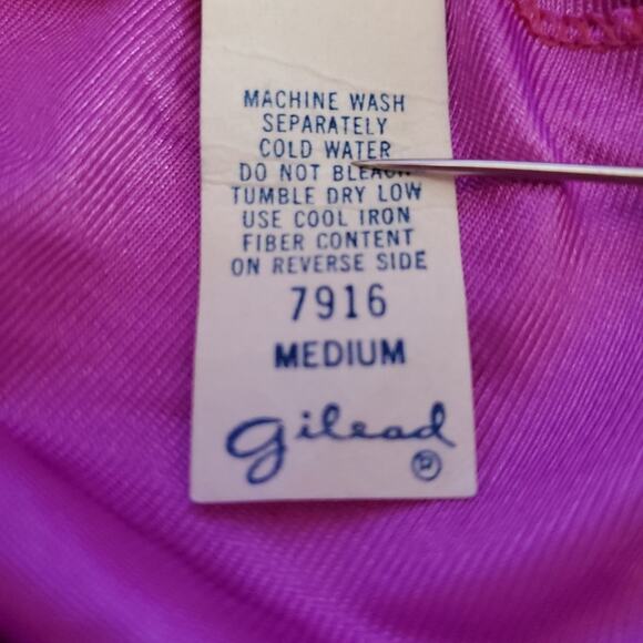 NEW Vintage GILEAD Babydoll Nightgown SILKY PURPLE Lace Collar Balloon Sleeve M - Picture 10 of 12